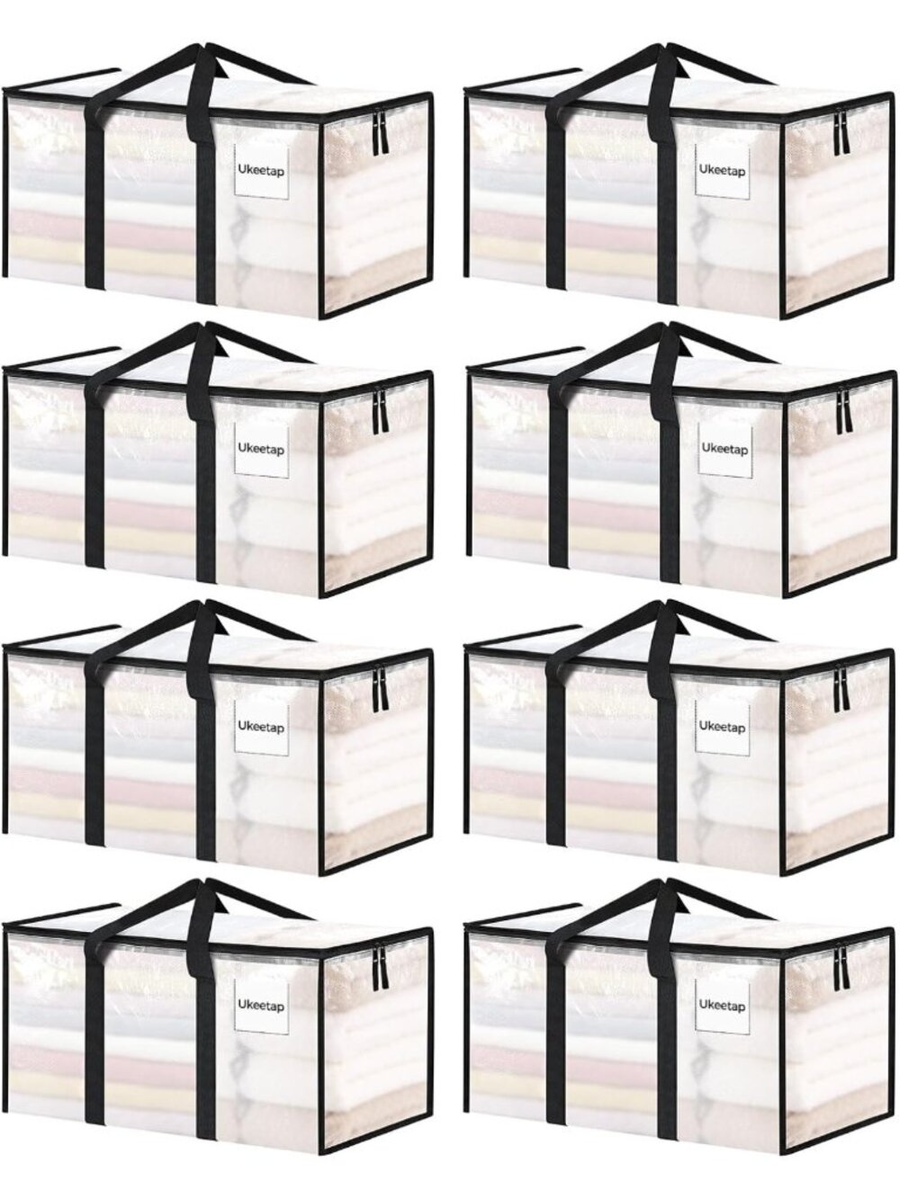 8 Pack Extra Large Clear Storage Bins with Lids for Organizing Clothes & More